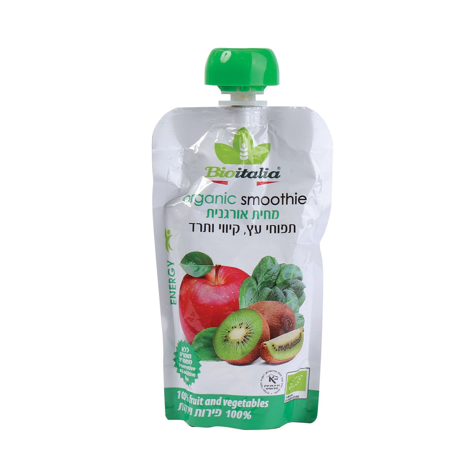 ביו איטליה אורגני תפוח קיווי & תרד PUREE 120 G