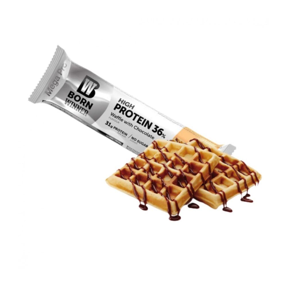 Born Winner Mega Pro Protein Bar Waffle With שוקולד 85 g