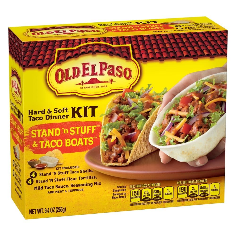 Old El Paso Stand 'N Stuff Hard and Soft Taco Dinner Kit 266 g