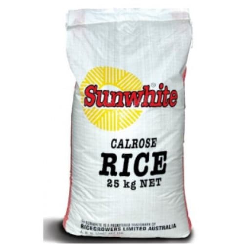 SUNWHITE CALROSE RICE 25KG NET