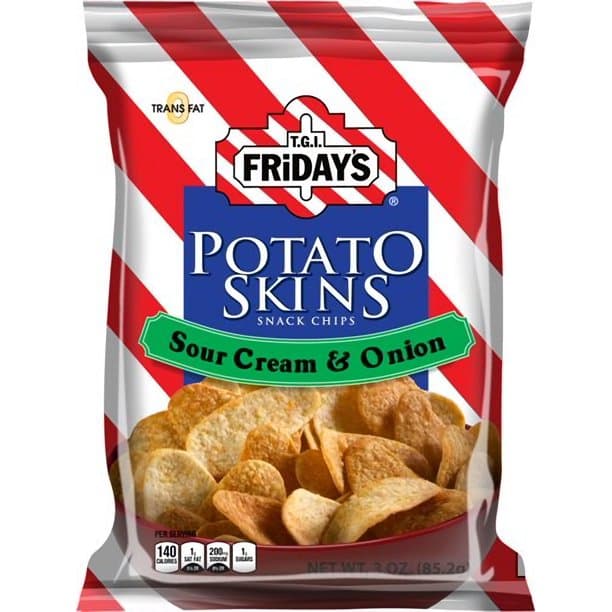 TGI Friday's بطاطا Skins وجبة خفيفة Chips حامض كريمة & بصل 85.1 g