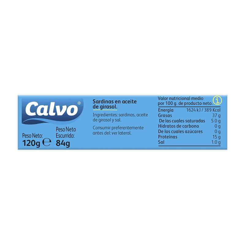 Calvo Sardines In Sunflower Oil 120g