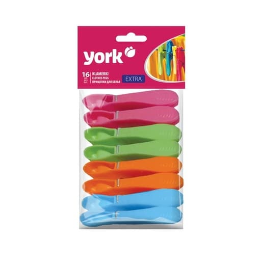 York Plastic Clothes Pegs 16 pcs