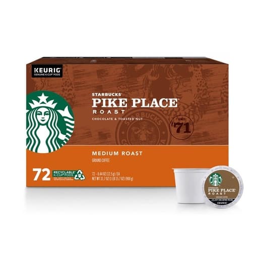 Starbucks Pike Place K-Cup Capsules Box X72
