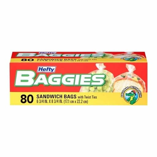 Hefty Sandwich Bags With Twist Ties (17cm X 22cm) 80
