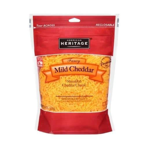 American Heritage Shredded Mild Cheddar Cheese 227g