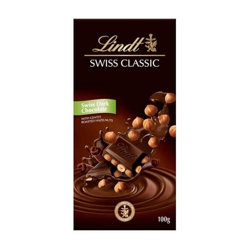 Lindt Swiss Classic Hazelnut Dark Chocolate 100g