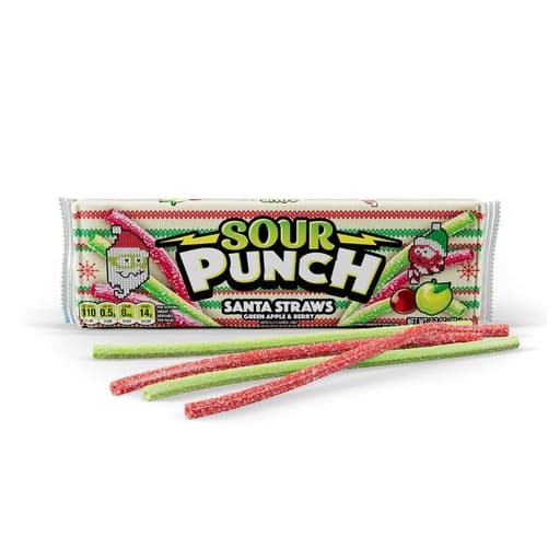Sour Punch Santa Straws Green Apple& Berry 91g