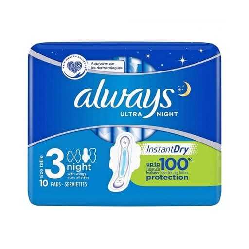 Always Ultra Night Size 3 Night 10 Pads
