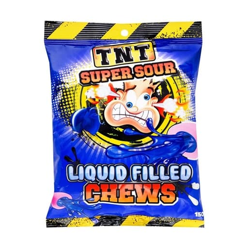 Tnt Super Sour Liquid Filled Chews Peg Bag 150g