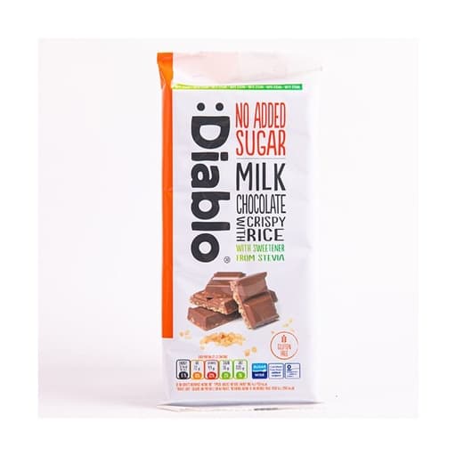 Diablo No Added Sugar Milk Chocolate with Crispy Rice 75g