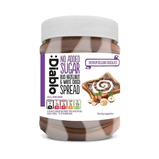 Diablo No Added Sugar Duo Hazelnut & White Chocolate Spread 350g