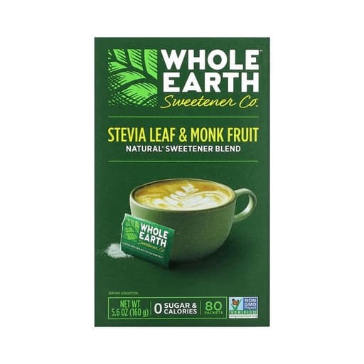 Whole Earth Stevia & Monk Fruit Sweetener 80 Packets