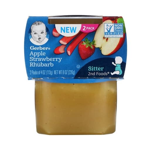 Gerber Sitter 2nd Food Apple Strawberry Rhubarb 226g