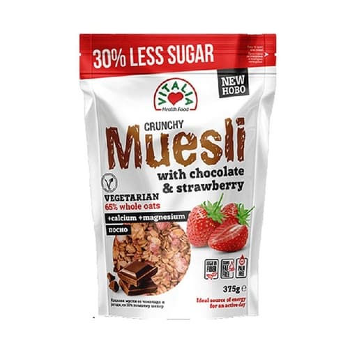 Vitalia Crunchy Muesli Sweetened With Sugar 375g – Strawberry