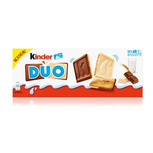 Kinder Duo Biscuits Coated With Milk Chocolate And White 150g