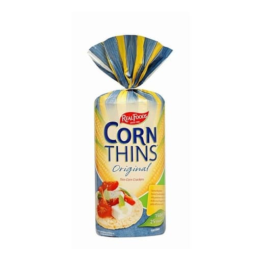 Real Foods Corn Thins 150g الأصلي