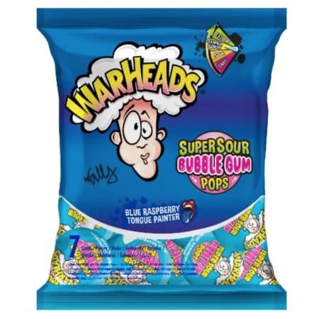 WARHEADS SUPERSOUR BUBLLE GUM POPS BLUE RASPERRY TONGUE PAINTER